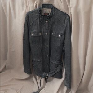 Danier Washed Leather Safari Jacket with Belt – Military Style